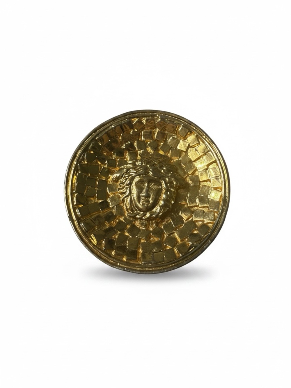 Rare Vintage Gianni Versace Medusa Mosaic Gold Tone Statement Brooch Pin Italy